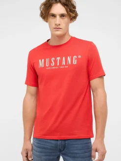 Mustang Herren T-Shirt in rot - Ausschnitt: Rundhals