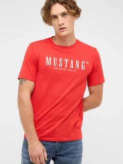 Mustang Herren T-Shirt in rot - Ausschnitt: Rundhals