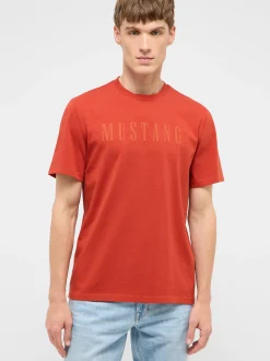 Mustang Herren T-Shirt in rot - Ausschnitt: Rundhals