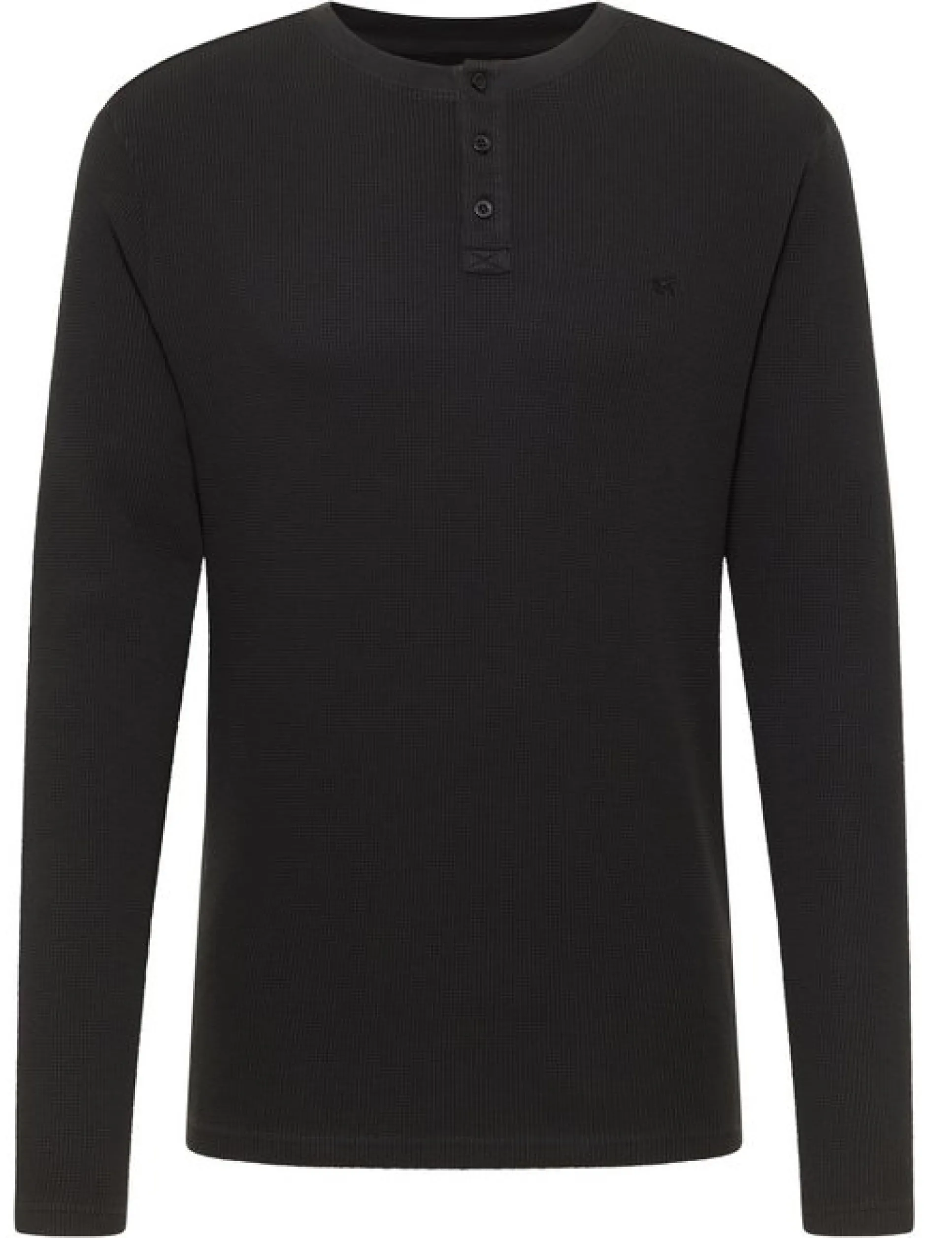 Mustang Herren T-Shirt in schwarz - Ausschnitt: Henley