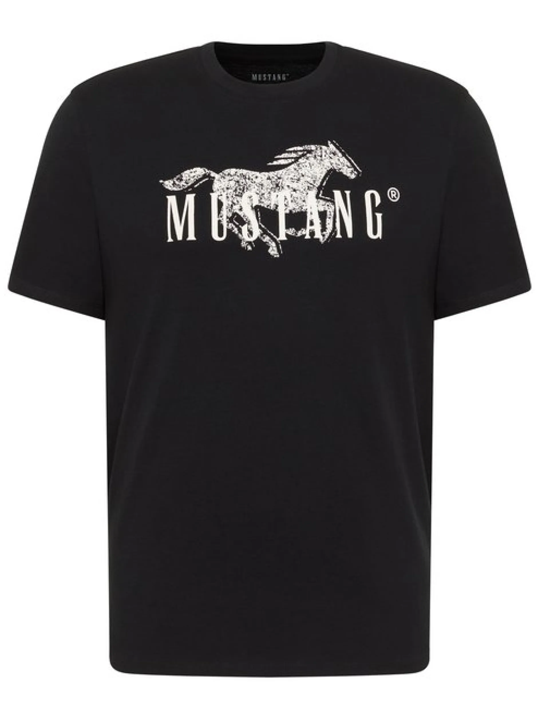 Mustang Herren T-Shirt in schwarz - Ausschnitt: Rundhals