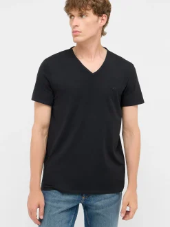 Mustang Herren T-Shirt in schwarz - Ärmel: Halbarm