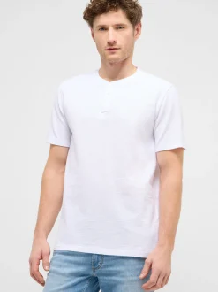 Mustang Herren T-Shirt in weiß - Ausschnitt: Henley