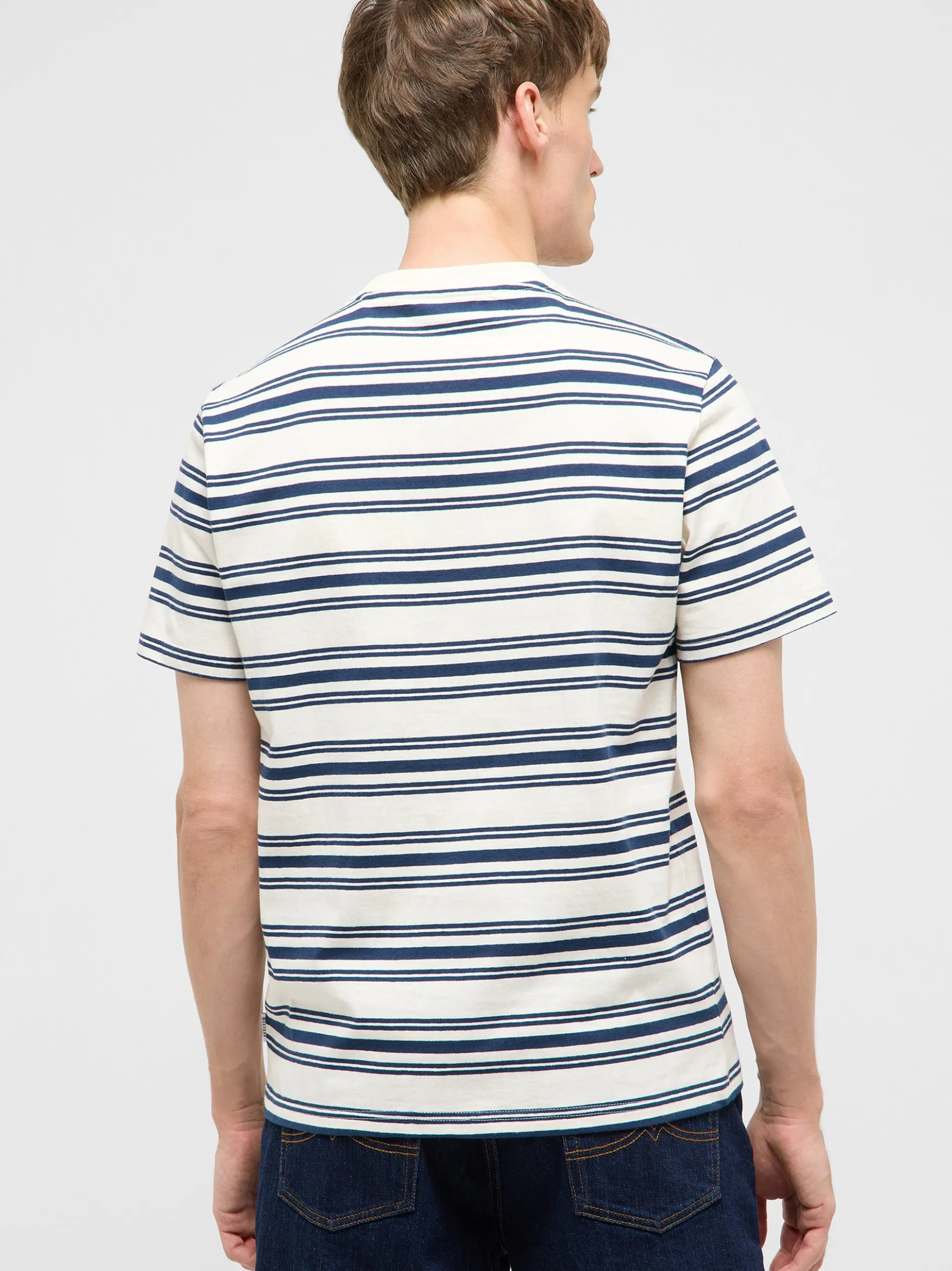 Mustang Herren T-Shirt in weiß blau - Ärmel: Halbarm