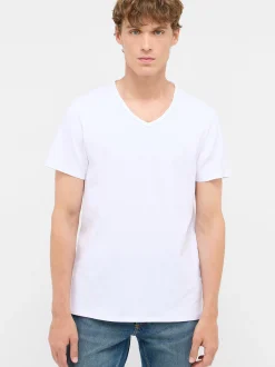 Mustang Herren T-Shirt in weiß - Ärmel: Halbarm