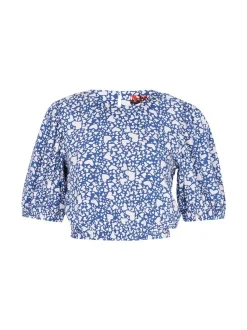 MyMo Damen Bluse in blau - Ausschnitt: Rundhals
