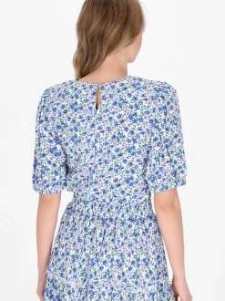 MyMo Damen Bluse in blau - Ausschnitt: Rundhals