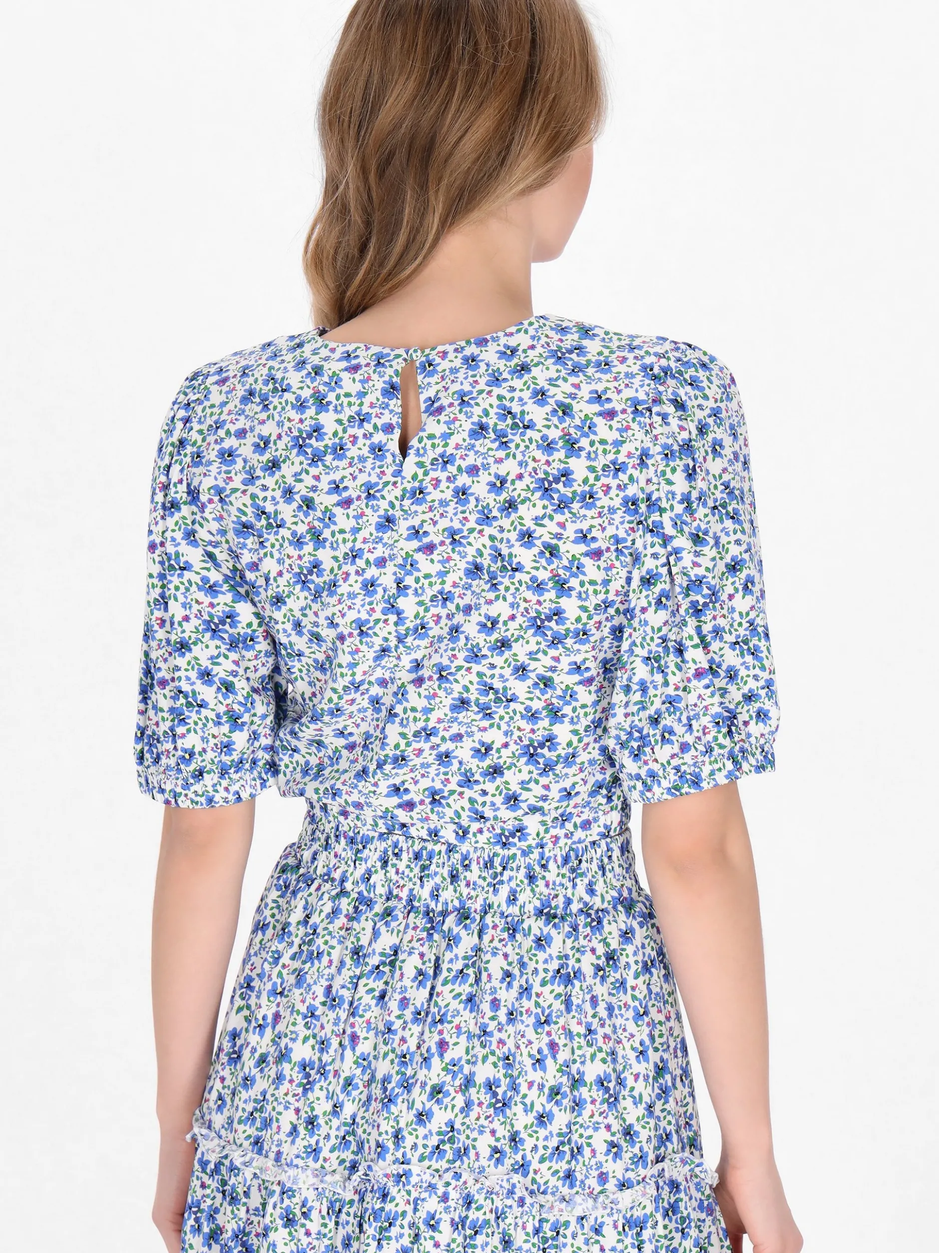 MyMo Damen Bluse in blau - Ausschnitt: Rundhals