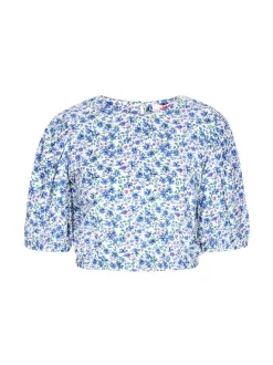 MyMo Damen Bluse in blau - Ausschnitt: Rundhals