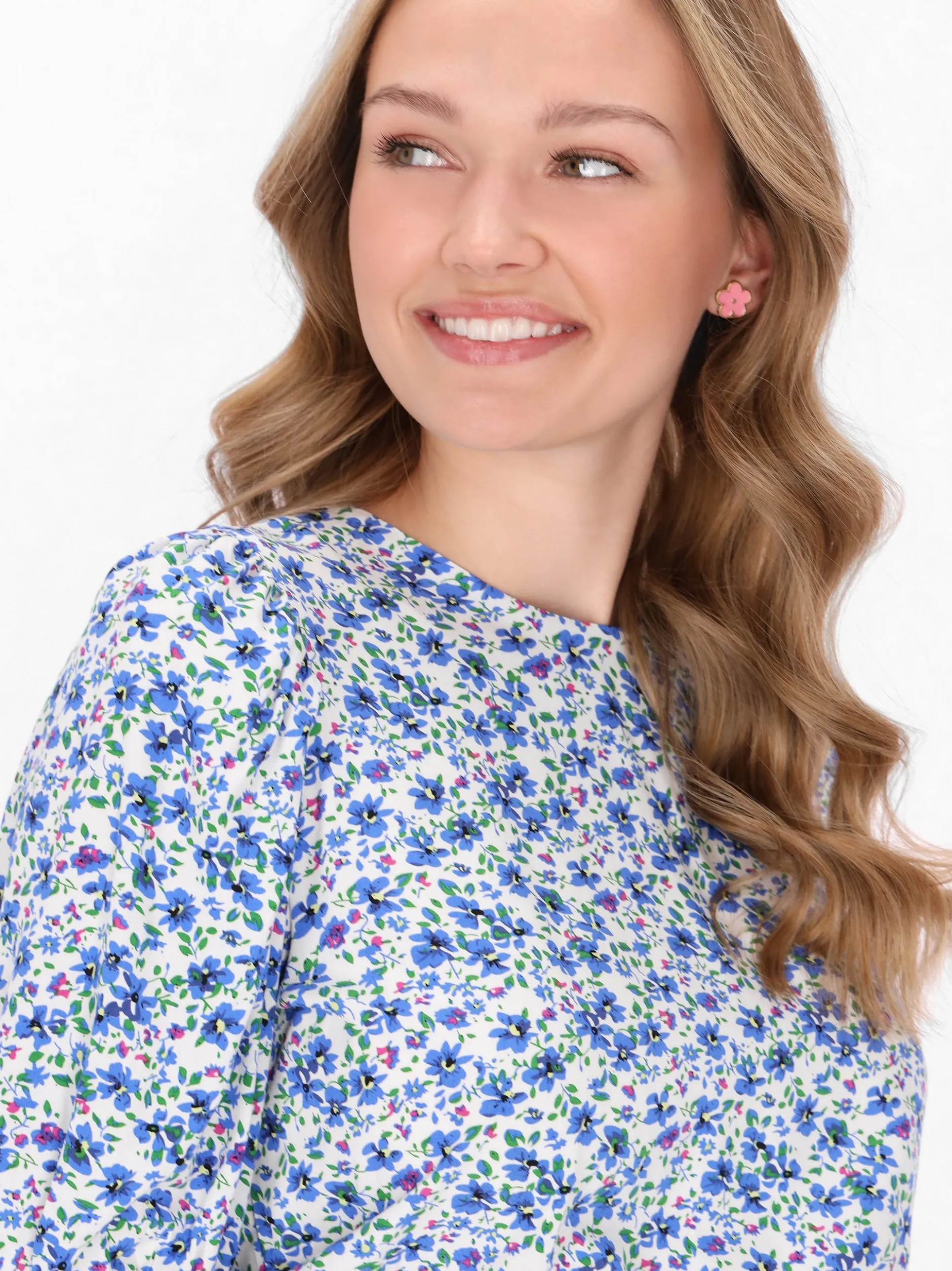 MyMo Damen Bluse in blau - Ausschnitt: Rundhals