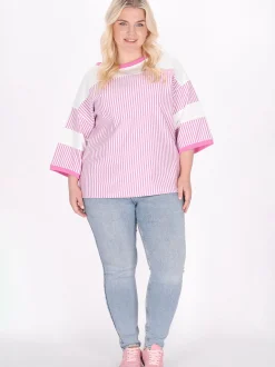 MyMo Damen Bluse in großen Größen in pink