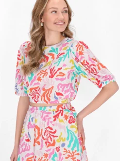 MyMo Damen Bluse in orange - Ausschnitt: Rundhals