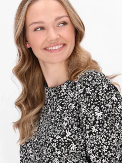 MyMo Damen Bluse in schwarz - Ausschnitt: Rundhals