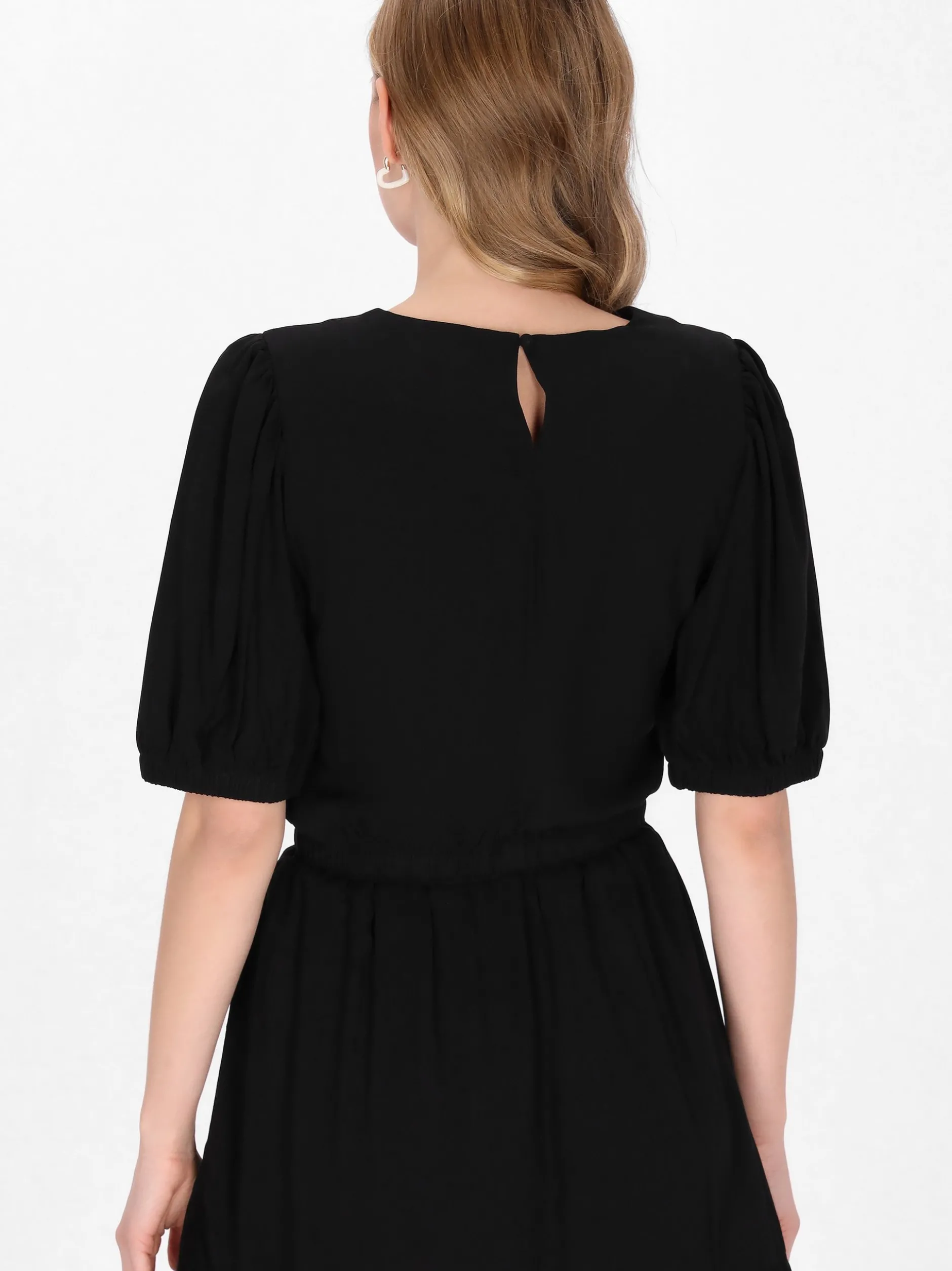 MyMo Damen Bluse in schwarz - Ausschnitt: Rundhals