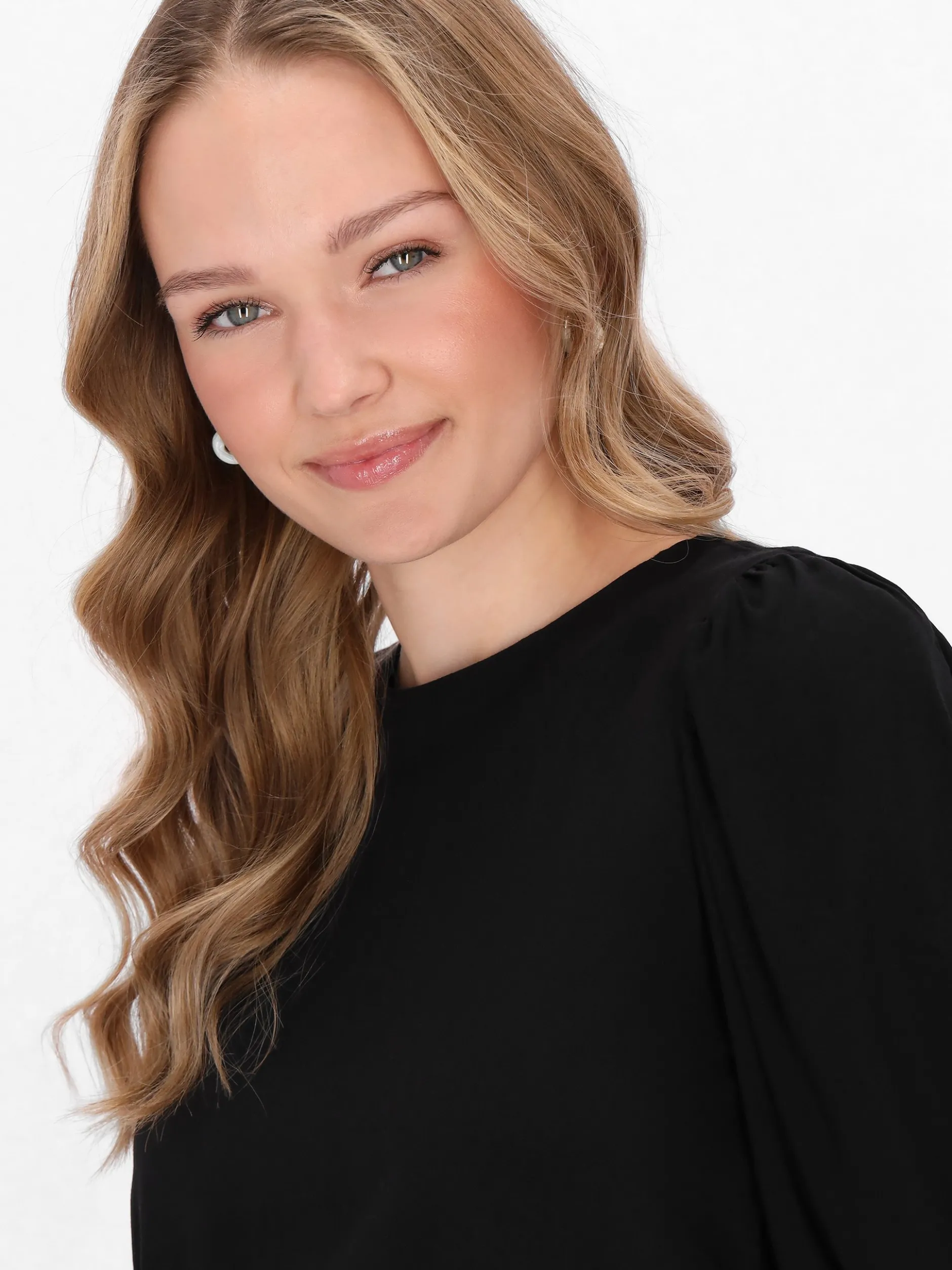 MyMo Damen Bluse in schwarz - Ausschnitt: Rundhals