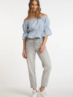 MyMo Damen Bluse mit Vichy-Muster in blau