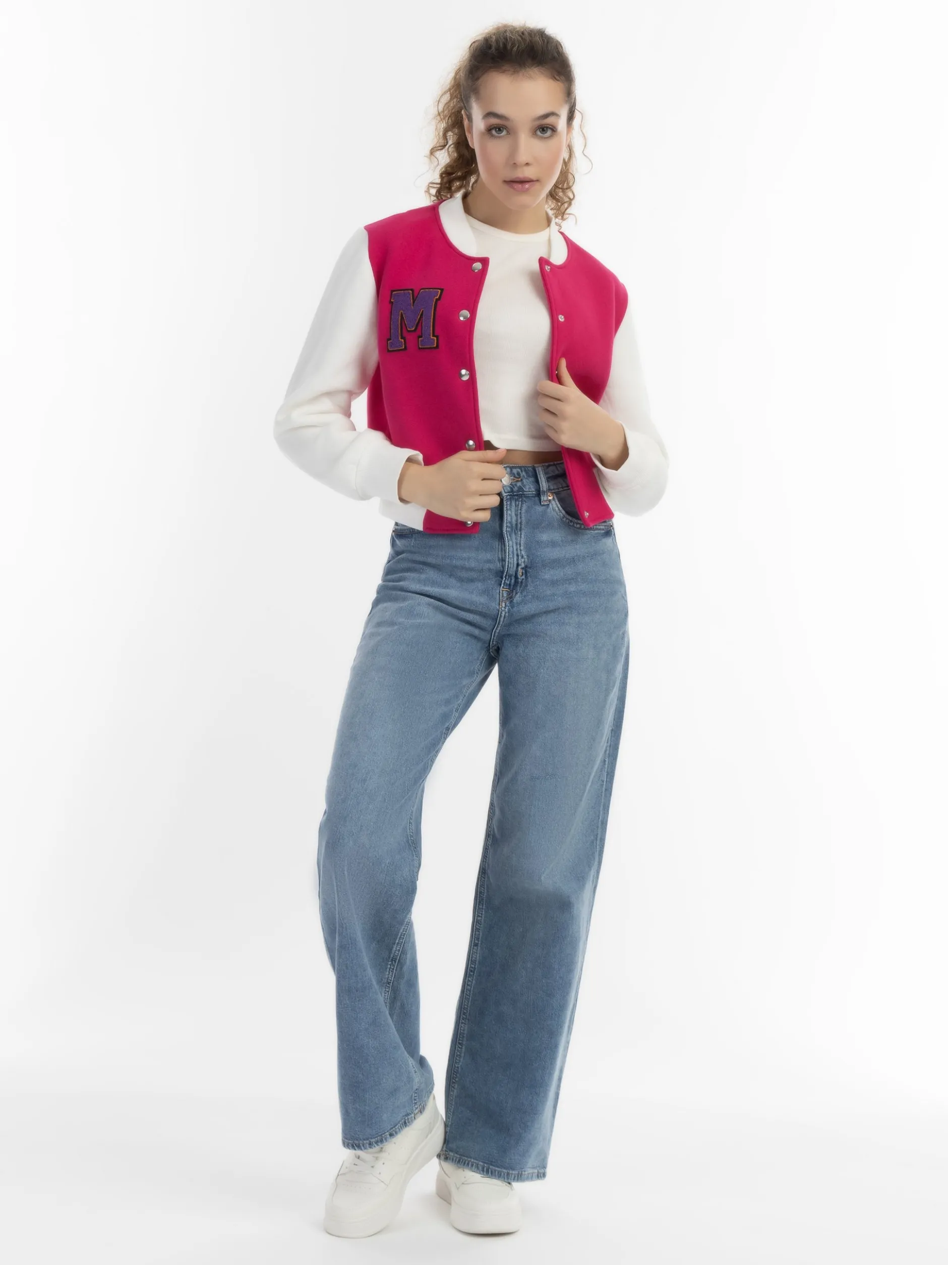 MyMo Damen Collegejacke in pink