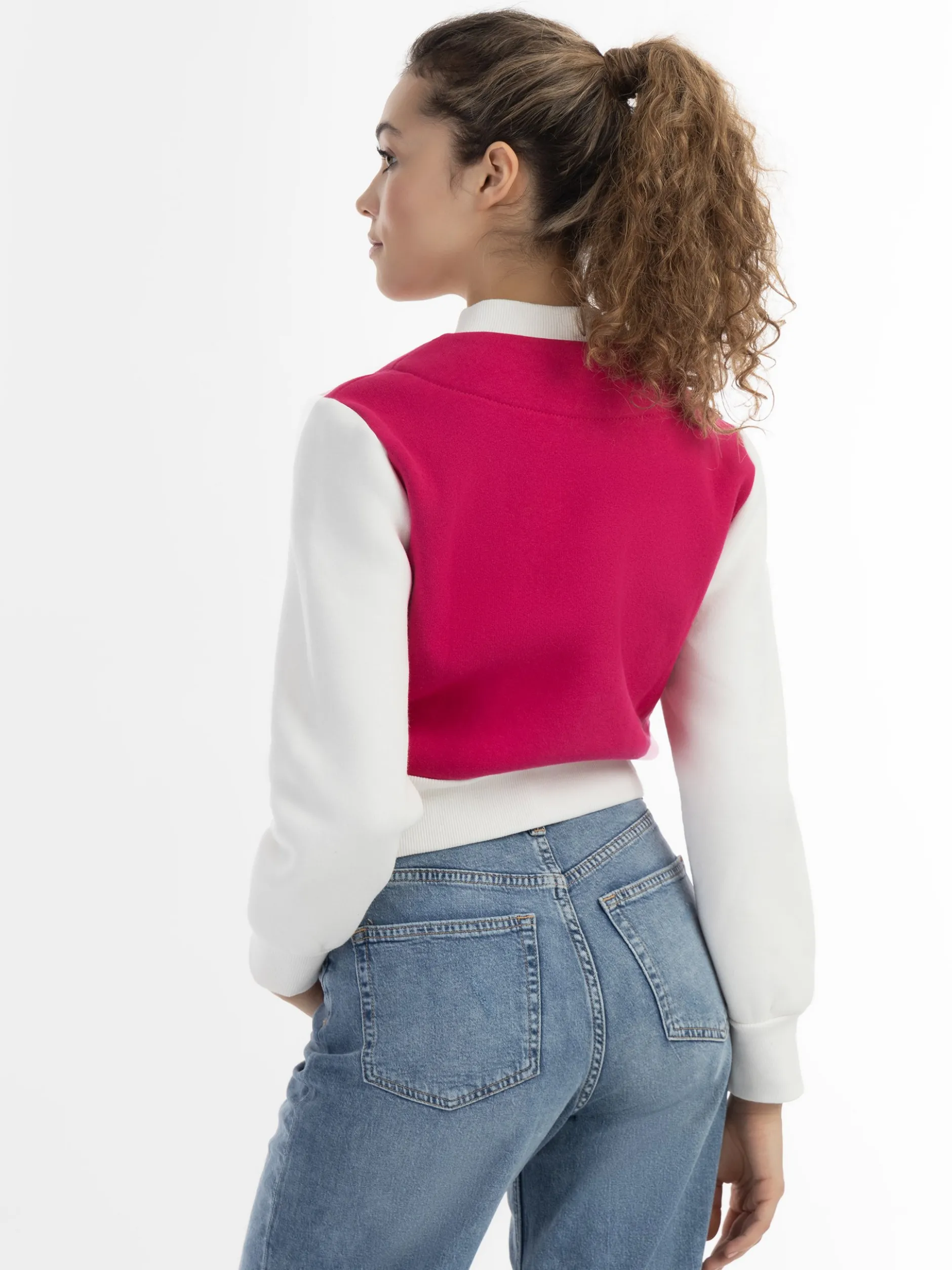 MyMo Damen Collegejacke in pink