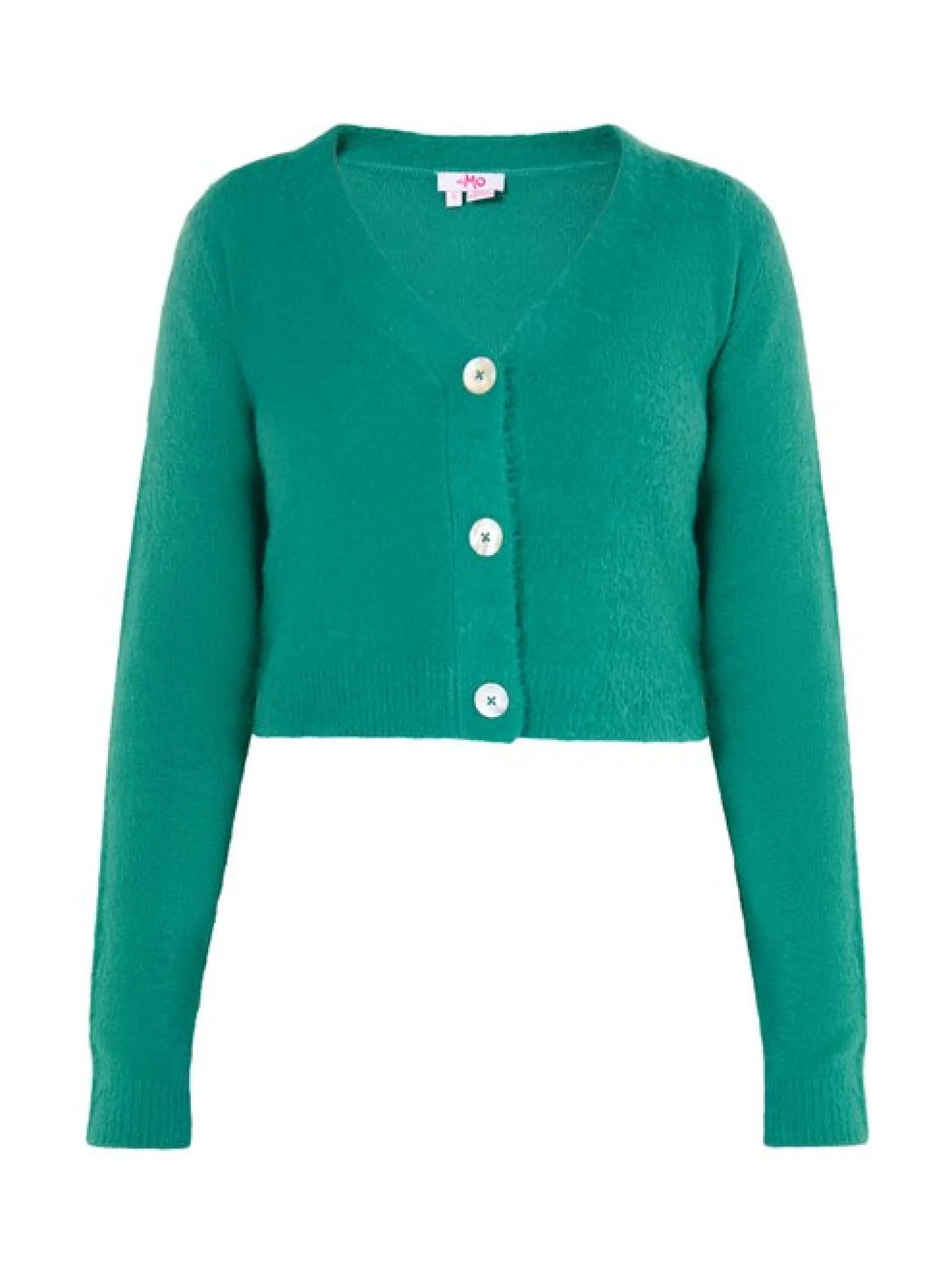 MyMo Damen Cropped Strickjacke in grün