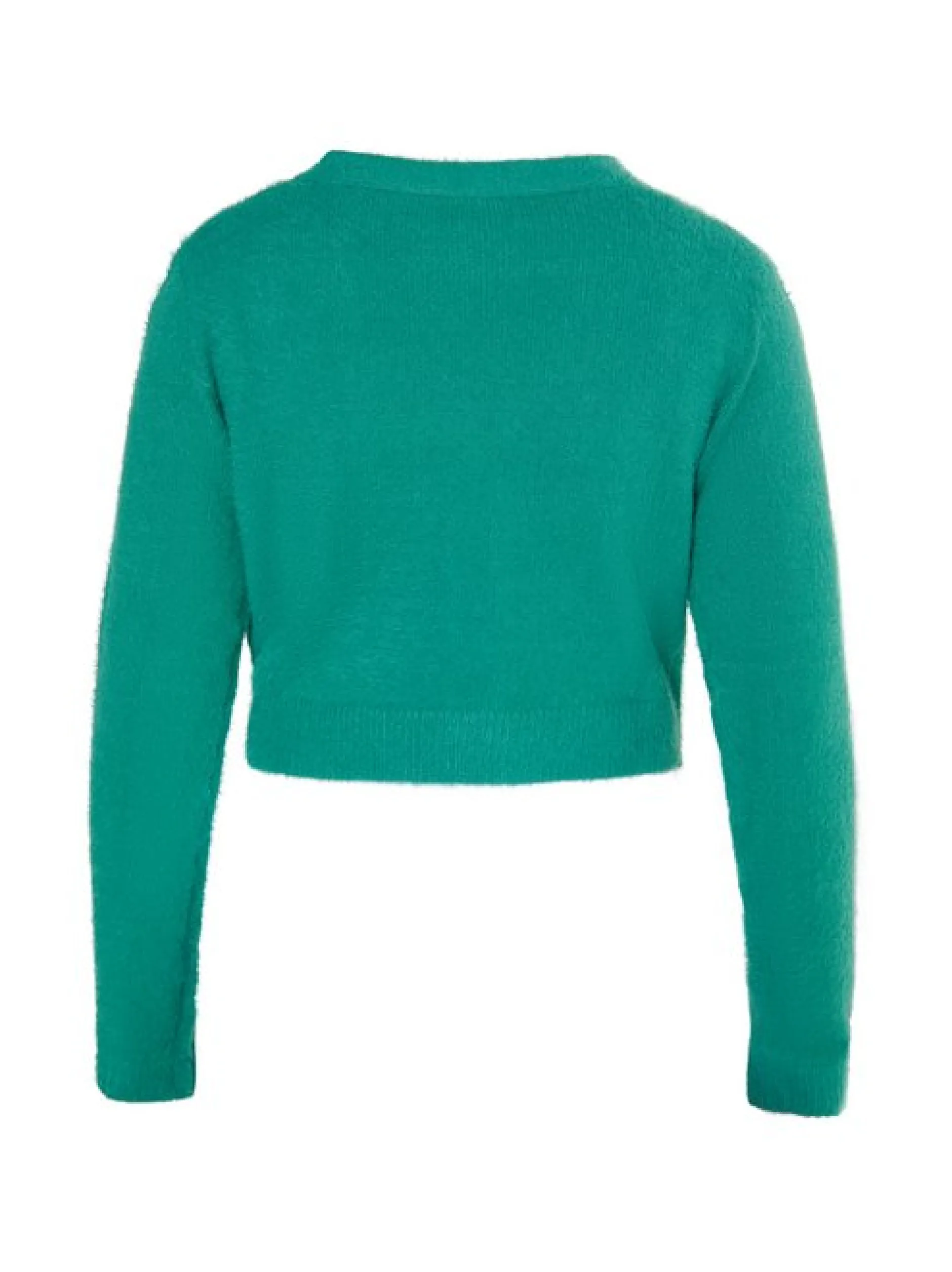 MyMo Damen Cropped Strickjacke in grün