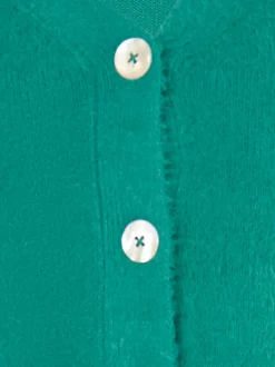 MyMo Damen Cropped Strickjacke in grün