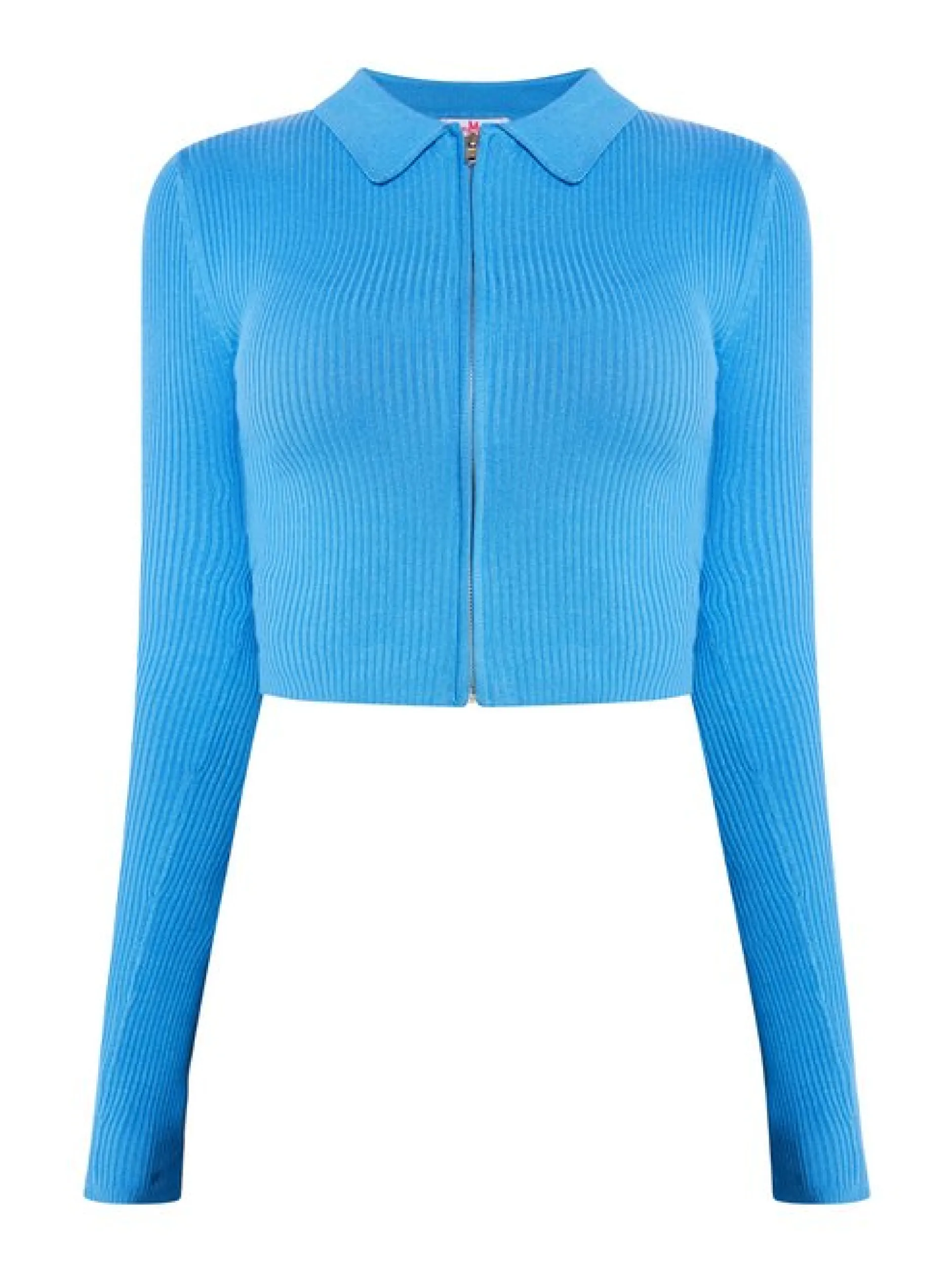 MyMo Damen Cropped Strickjacke in hellblau