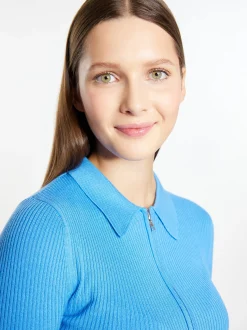 MyMo Damen Cropped Strickjacke in hellblau