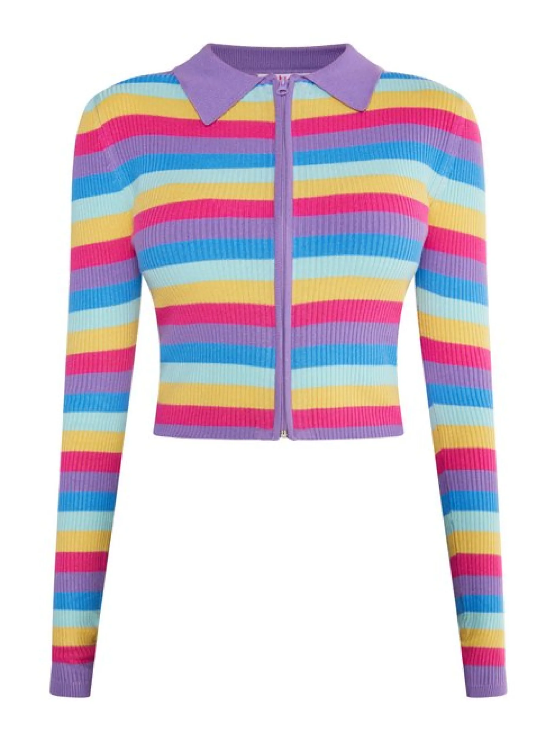 MyMo Damen Cropped Strickjacke in mehrfarbig