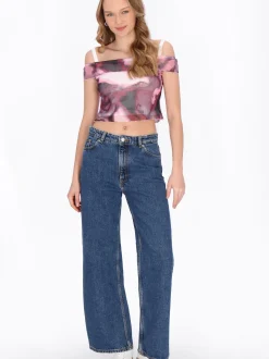 MyMo Damen Crop Top in bordeaux