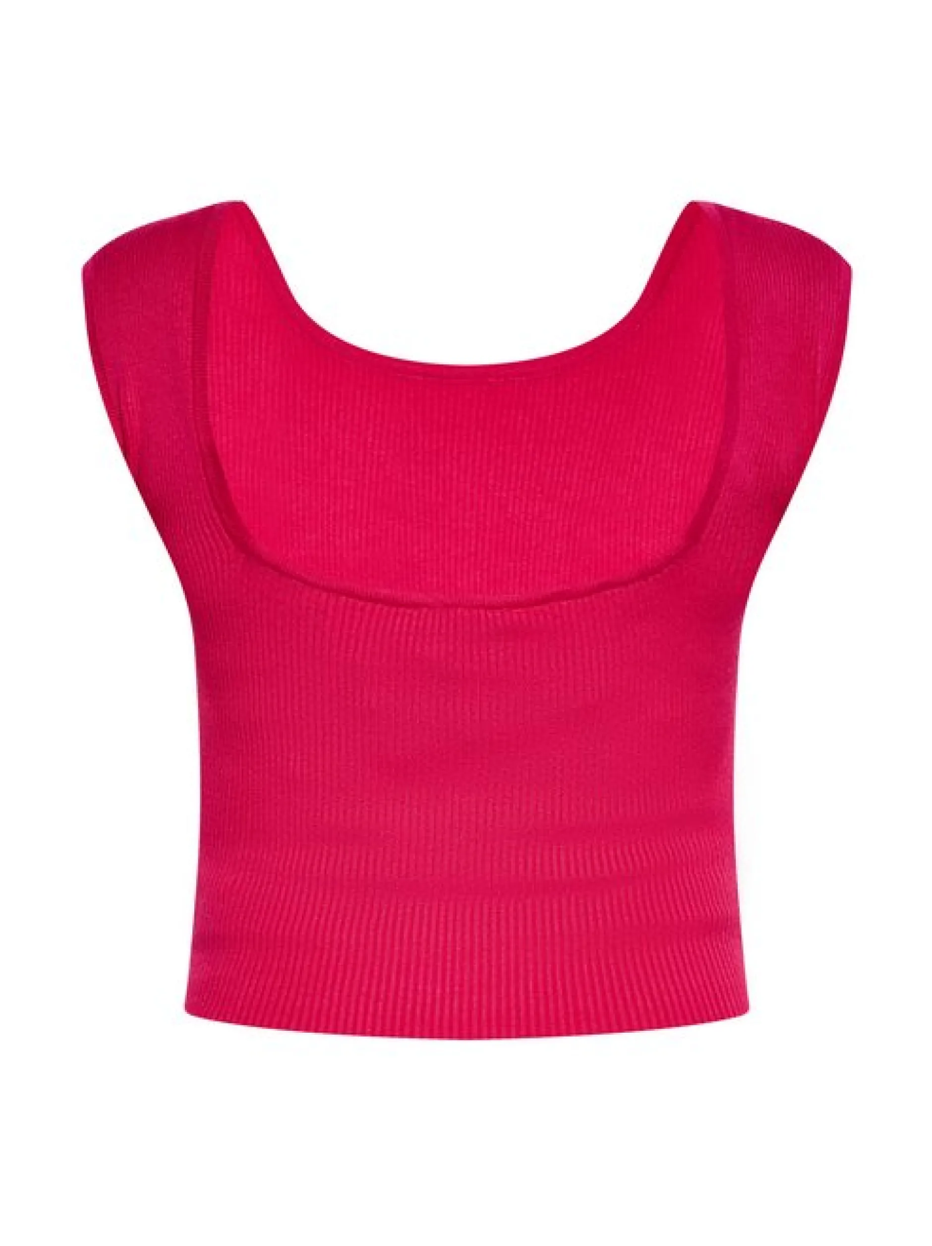 MyMo Damen Crop-Top in fuchsia - Ausschnitt: Rundhals