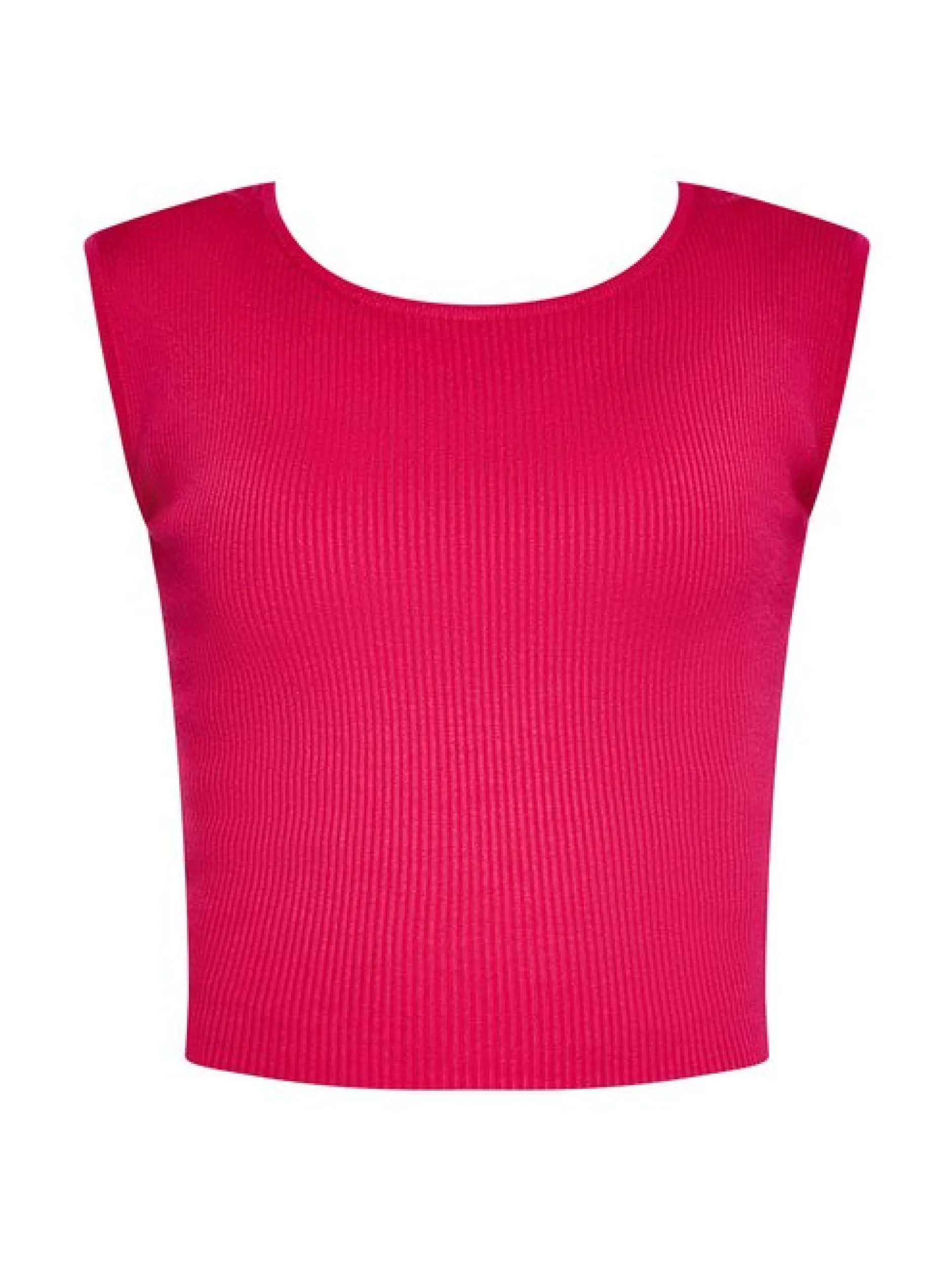 MyMo Damen Crop-Top in fuchsia - Ausschnitt: Rundhals