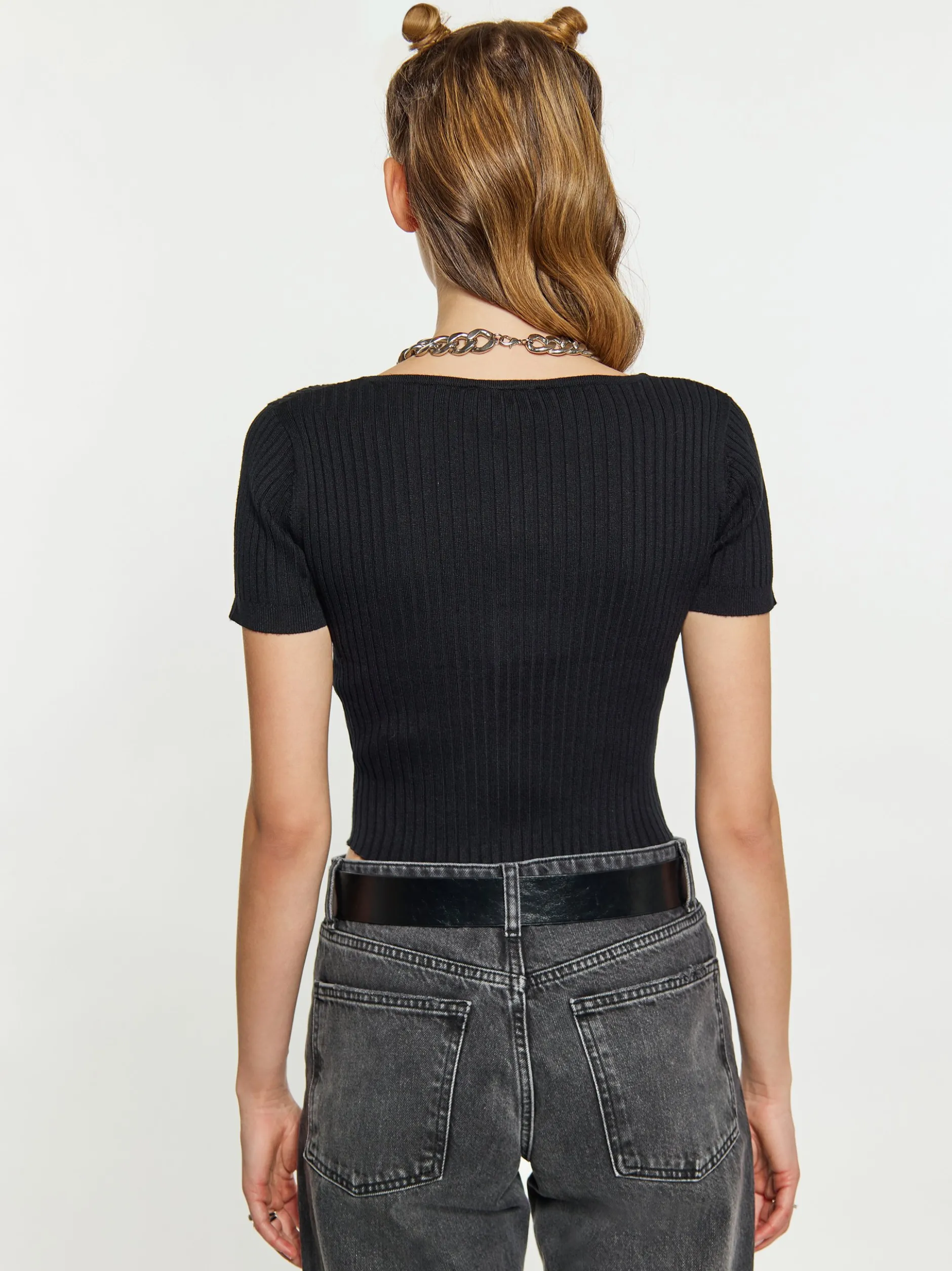 MyMo Damen Crop-Top in schwarz