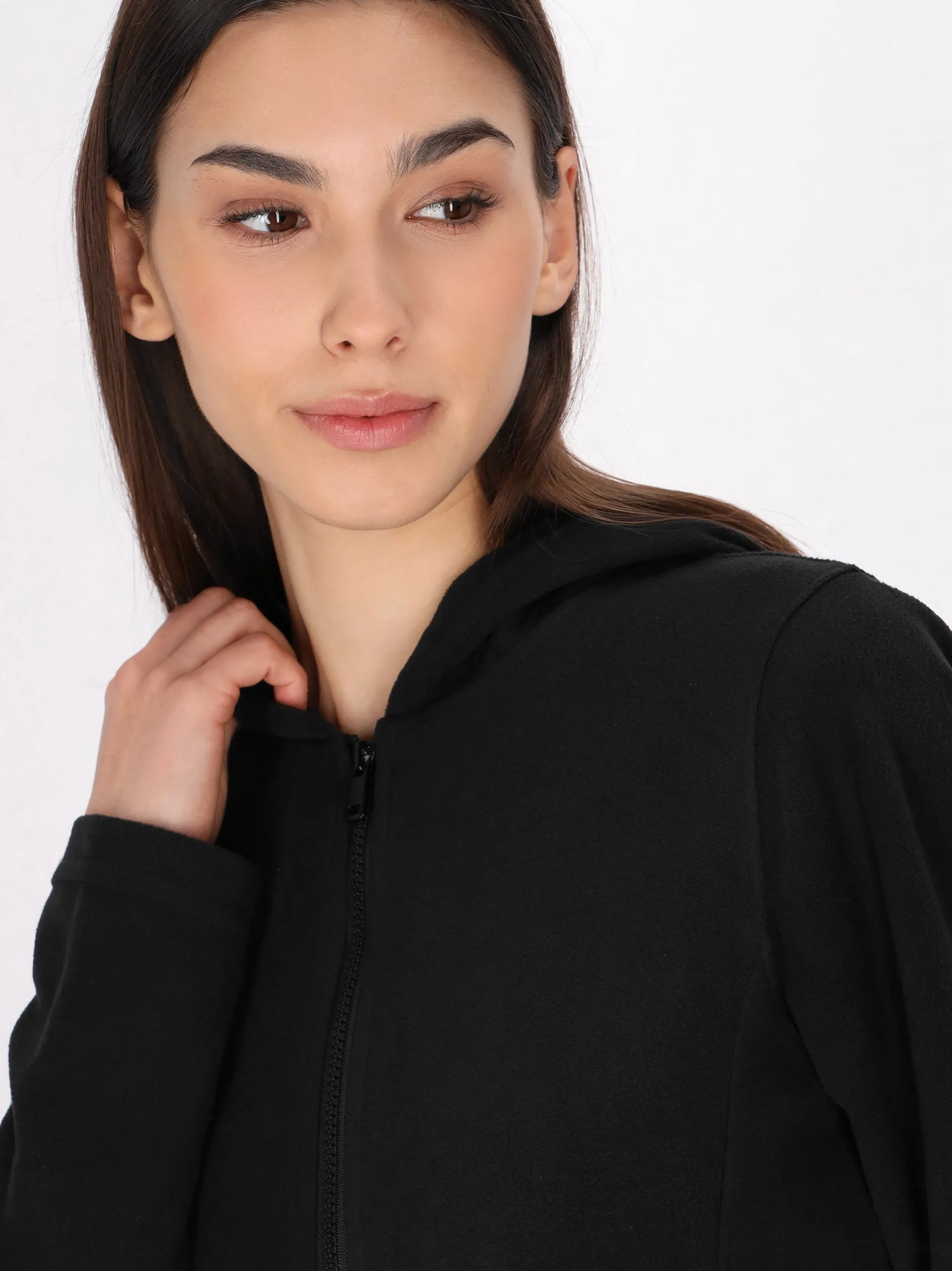 MyMo Damen Fleecejacke in schwarz