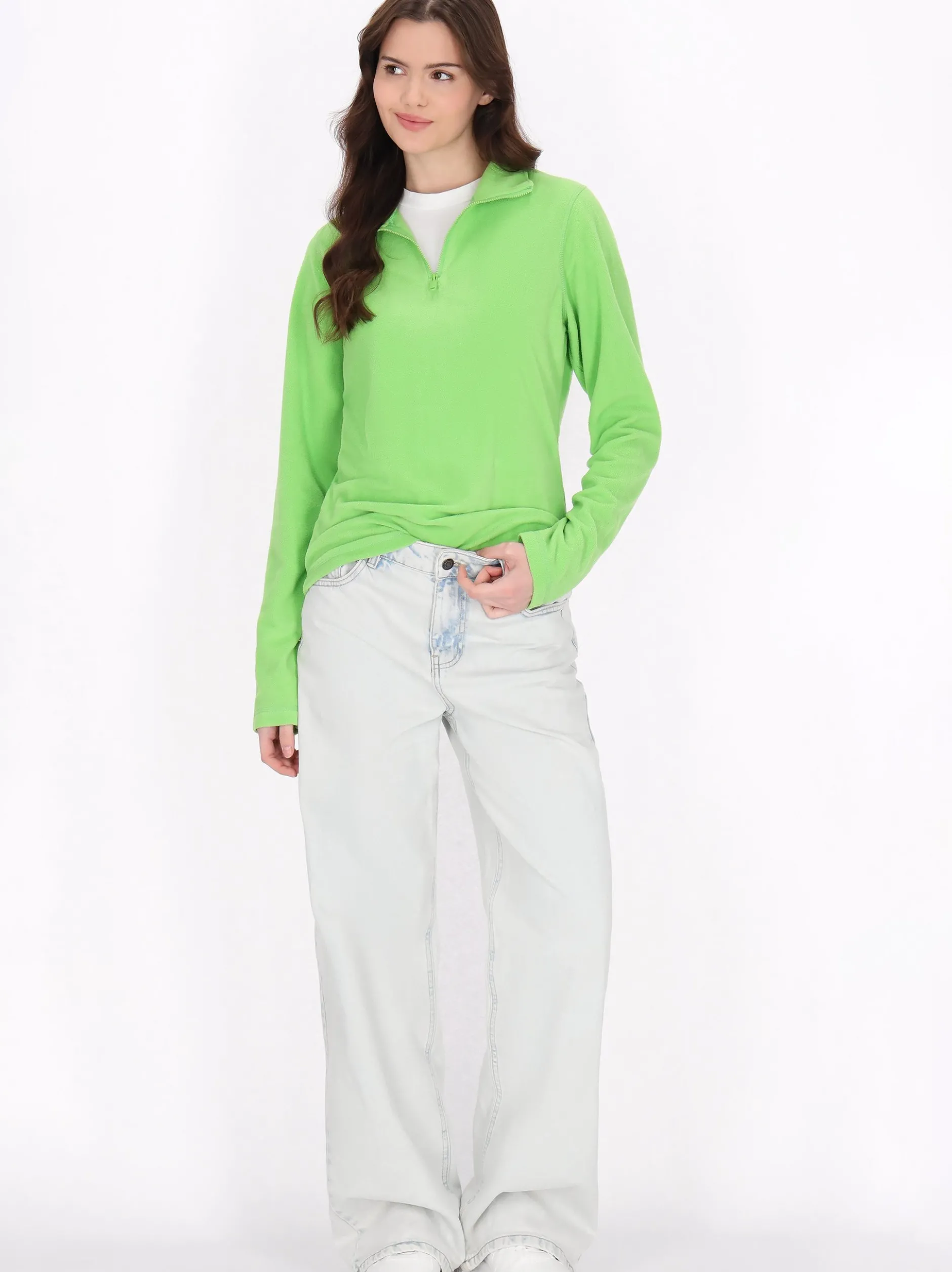 MyMo Damen Fleecepullover in grün