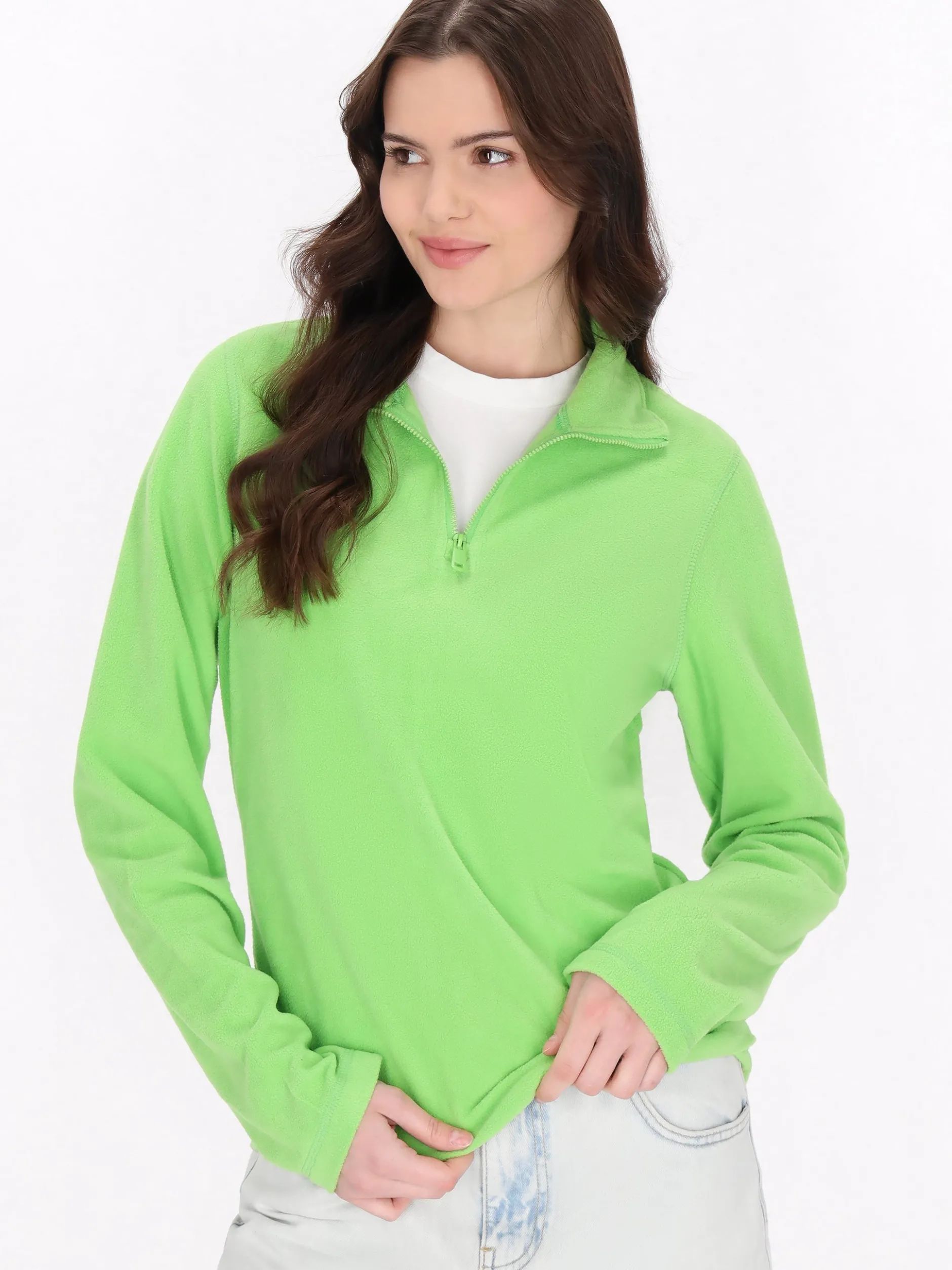 MyMo Damen Fleecepullover in grün
