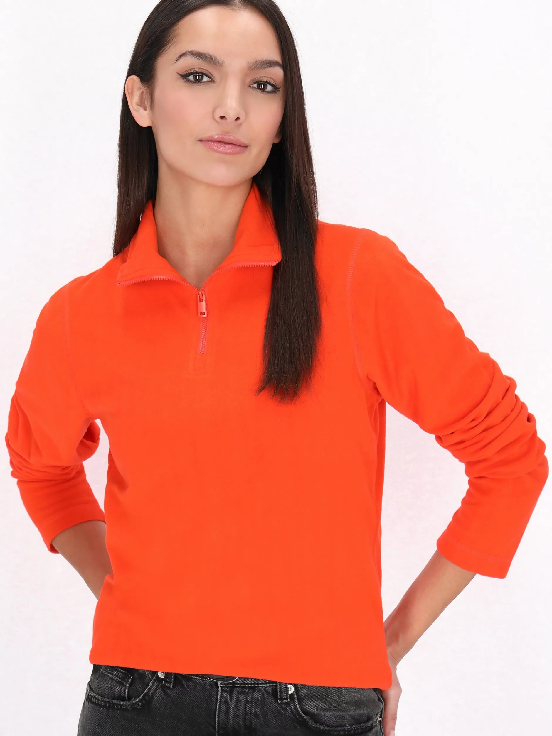 MyMo Damen Fleecepullover in orange