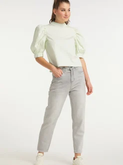 MyMo Damen Hemdbluse in mint - Ausschnitt: Envelope