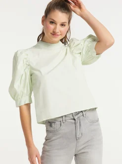 MyMo Damen Hemdbluse in mint - Ausschnitt: Envelope