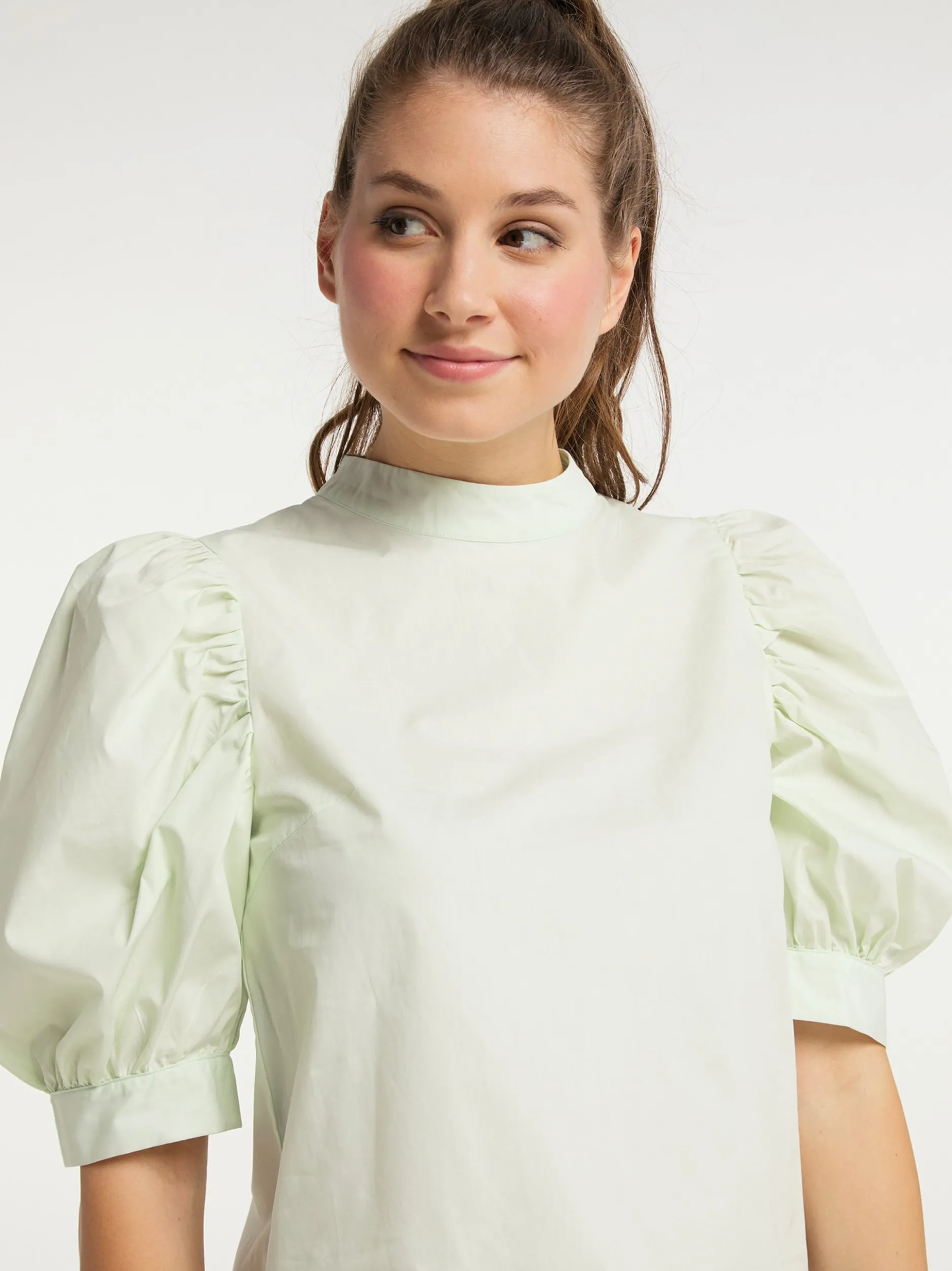 MyMo Damen Hemdbluse in mint - Ausschnitt: Envelope