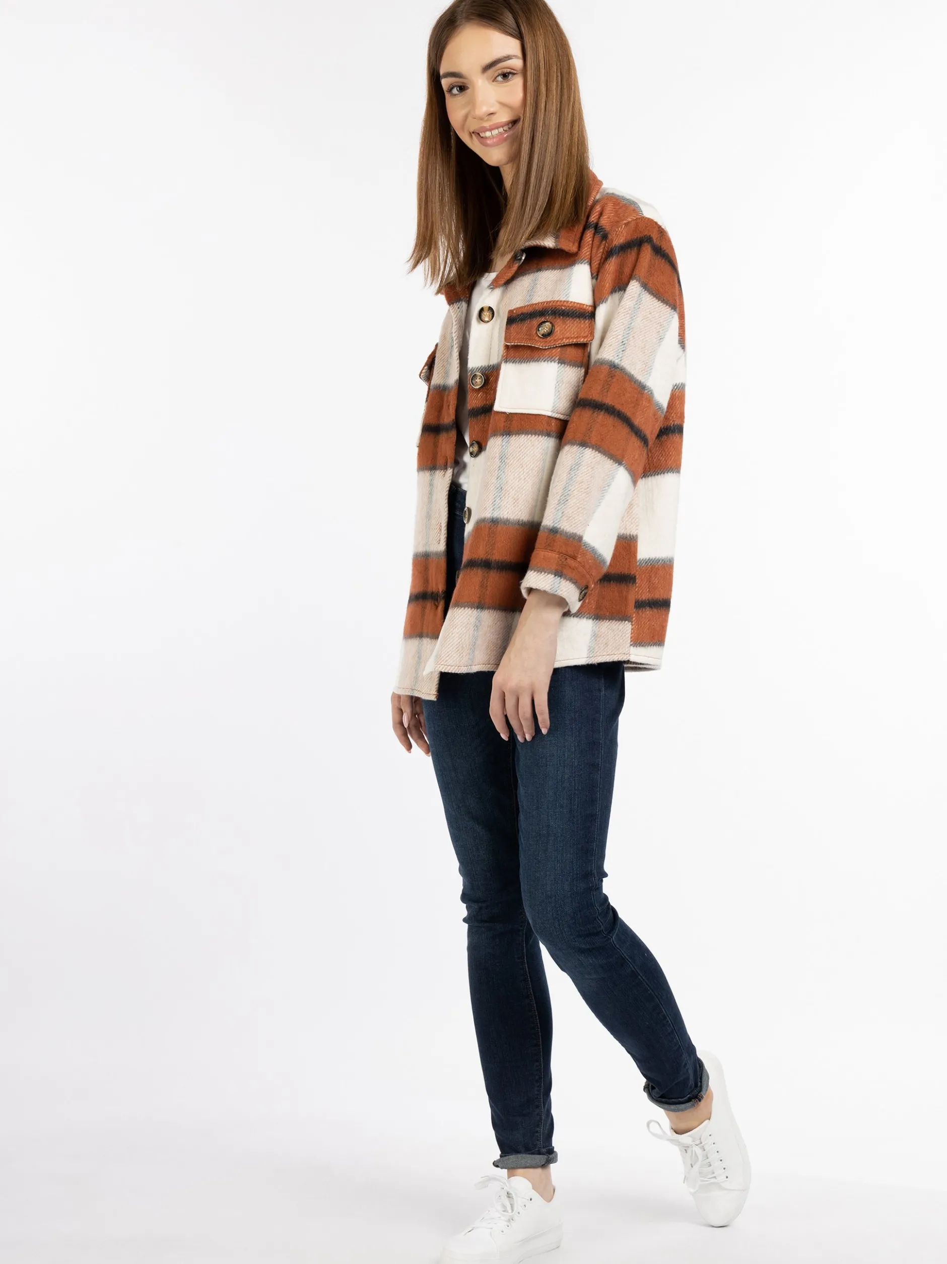 MyMo Damen Hemdjacke in braun - Ausschnitt: Envelope