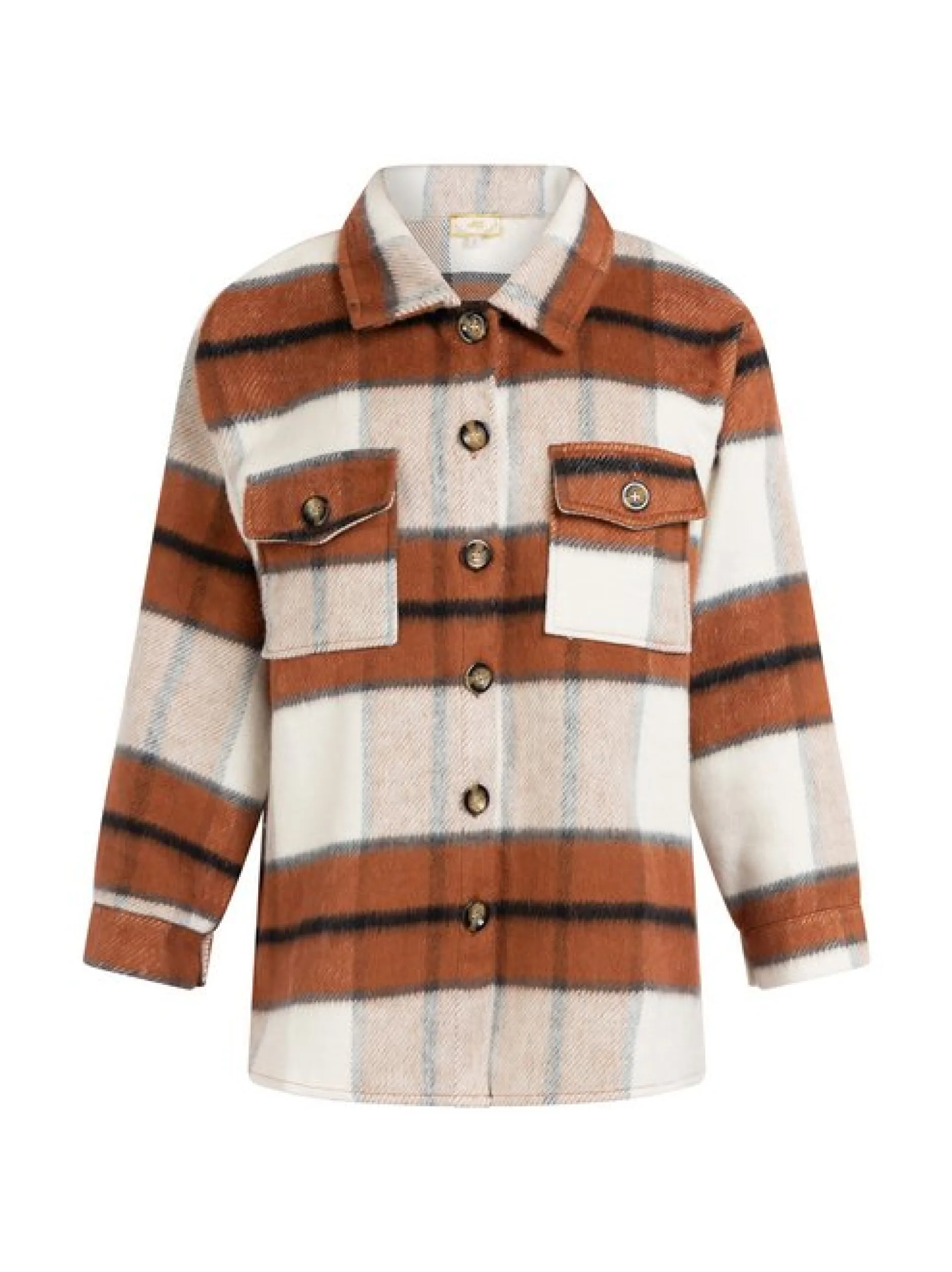 MyMo Damen Hemdjacke in braun - Ausschnitt: Envelope