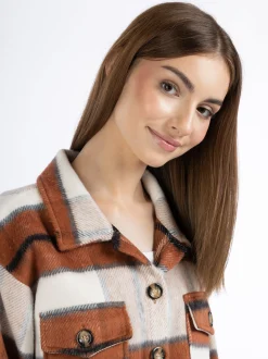 MyMo Damen Hemdjacke in braun - Ausschnitt: Envelope