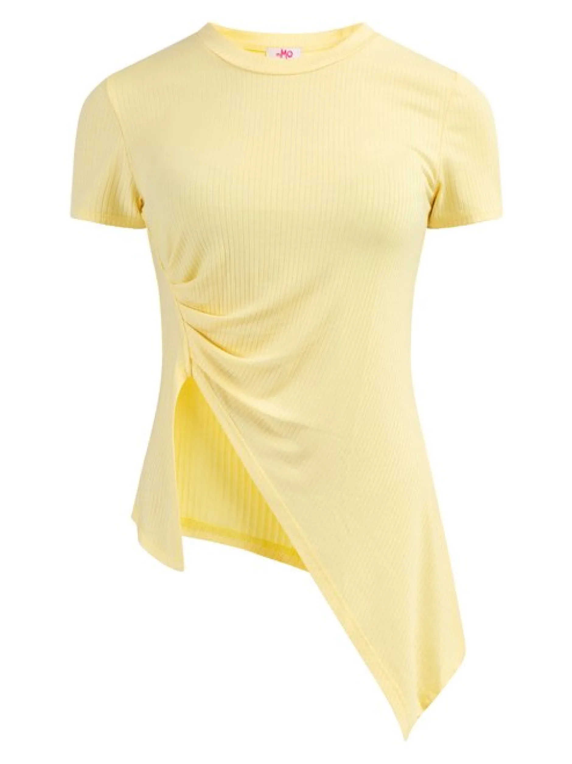 MyMo Damen Jersey-Shirt aus Rippstrick in gelb