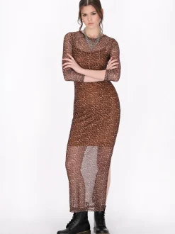 MyMo Damen Kleid in braun schwarz - Ausschnitt: Rundhals