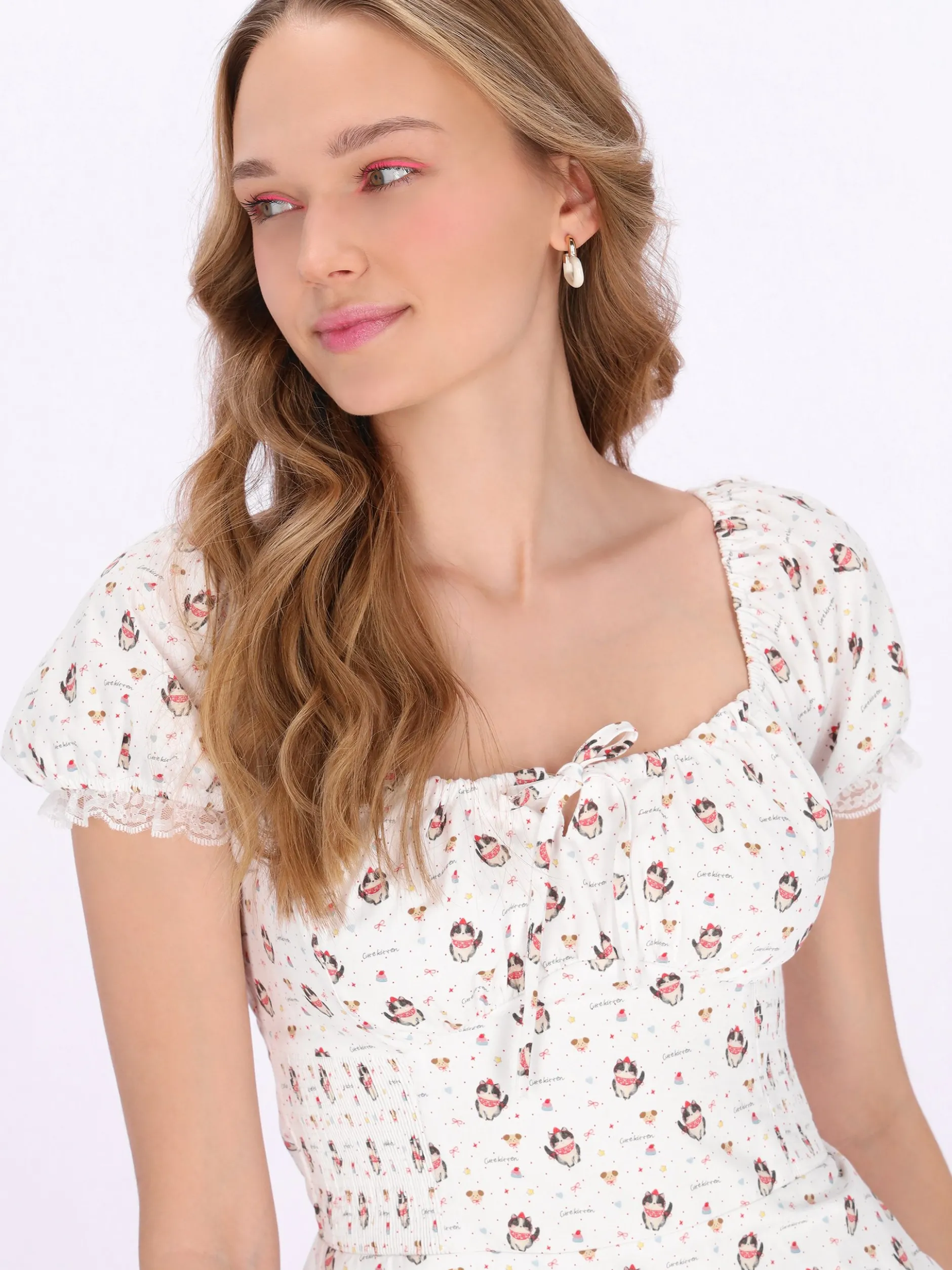 MyMo Damen Kleid in ecru - Länge: mittel