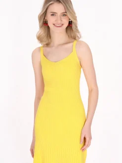 MyMo Damen Kleid in gelb - Länge: mittel