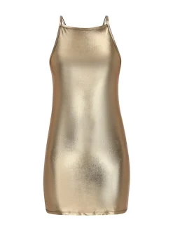 MyMo Damen Kleid in gold - Länge: mittel