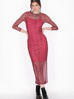 MyMo Damen Kleid in pink schwarz - Ausschnitt: Rundhals