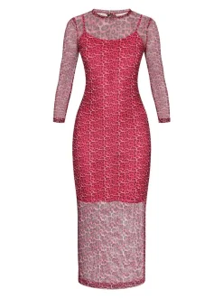 MyMo Damen Kleid in pink schwarz - Ausschnitt: Rundhals