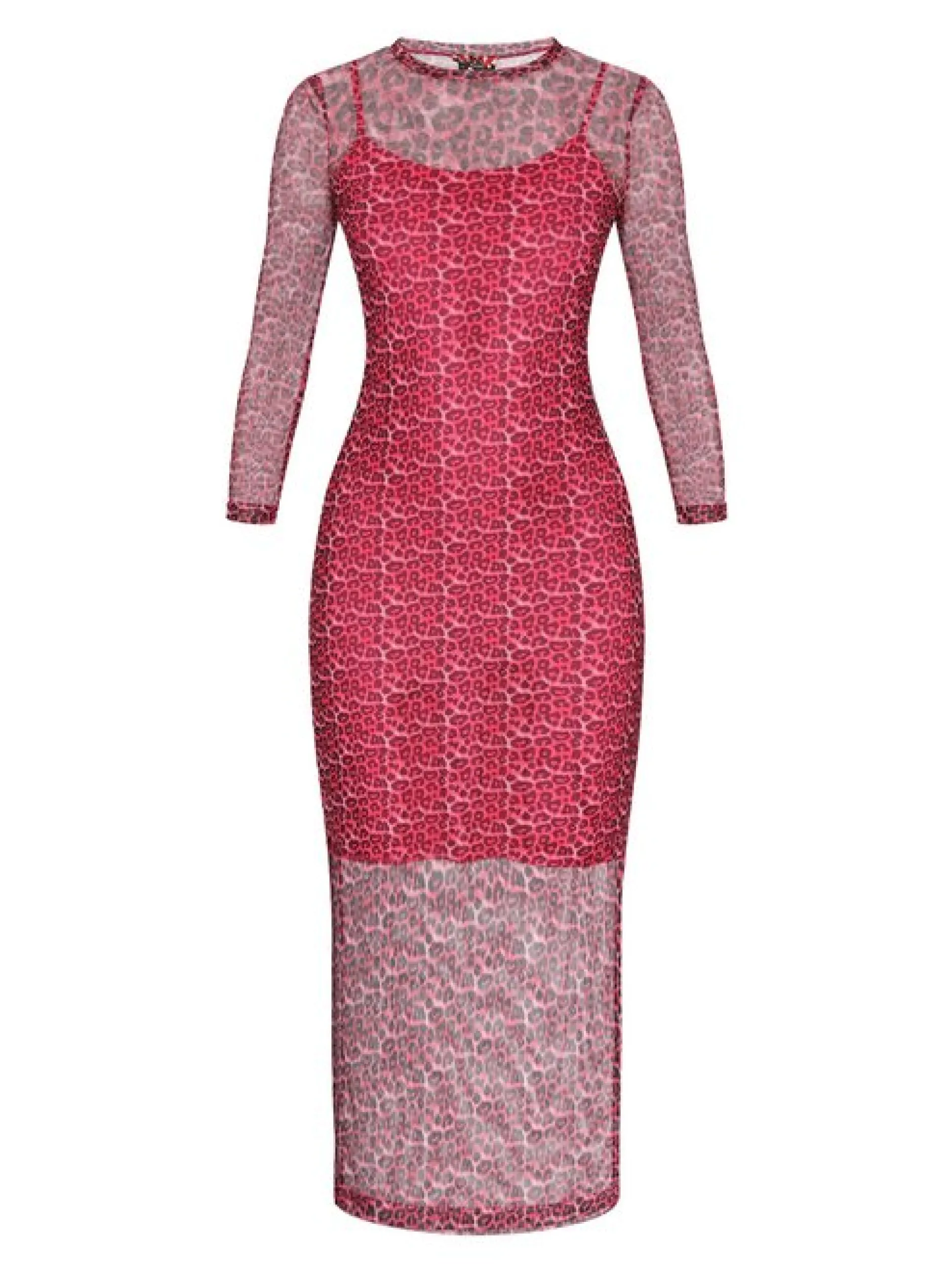 MyMo Damen Kleid in pink schwarz - Ausschnitt: Rundhals
